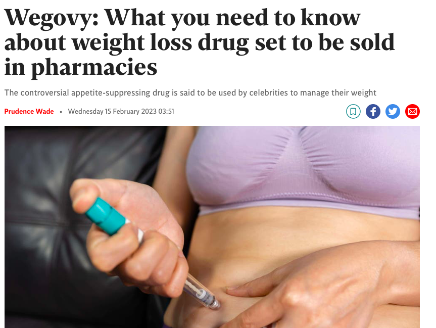Zdroj: Independent, Wegovy: What you need to know about weight loss drug set to be sold in pharmacies